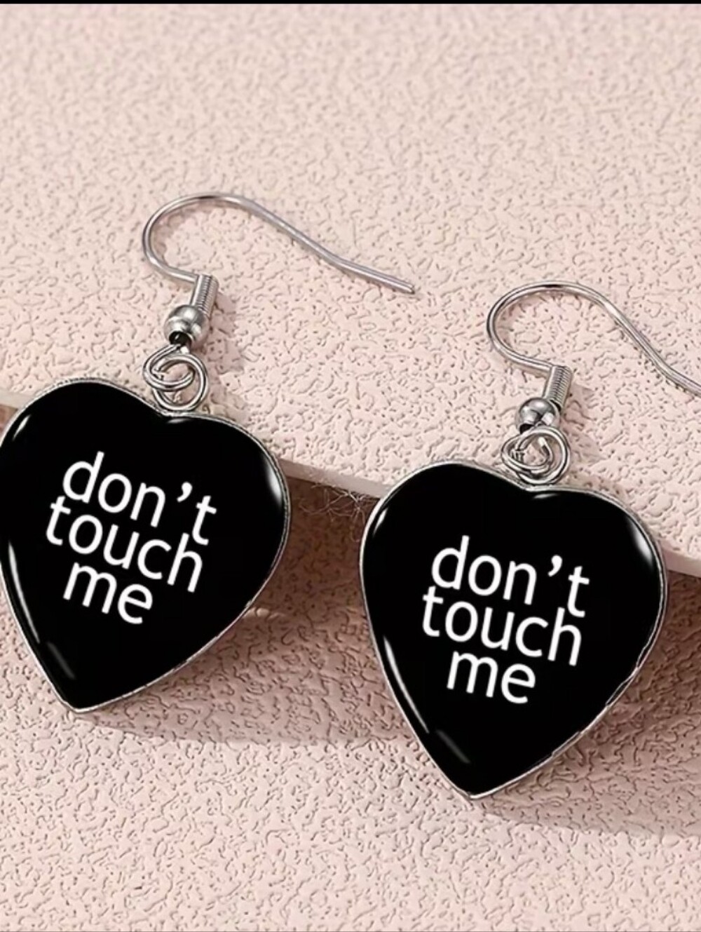 Black Heart 'Don't Touch Me' Drop Earrings